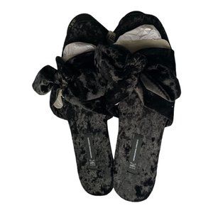 INC International Concepts Velvet Bow Slippers Bla